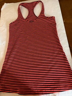 Lululemon Striped Racerback Tank Top - orange & Black